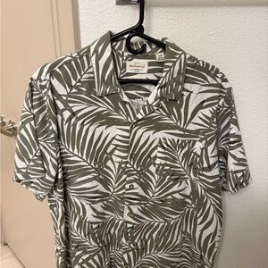 Weatherproof Olive Leaf Print Casual Shirt